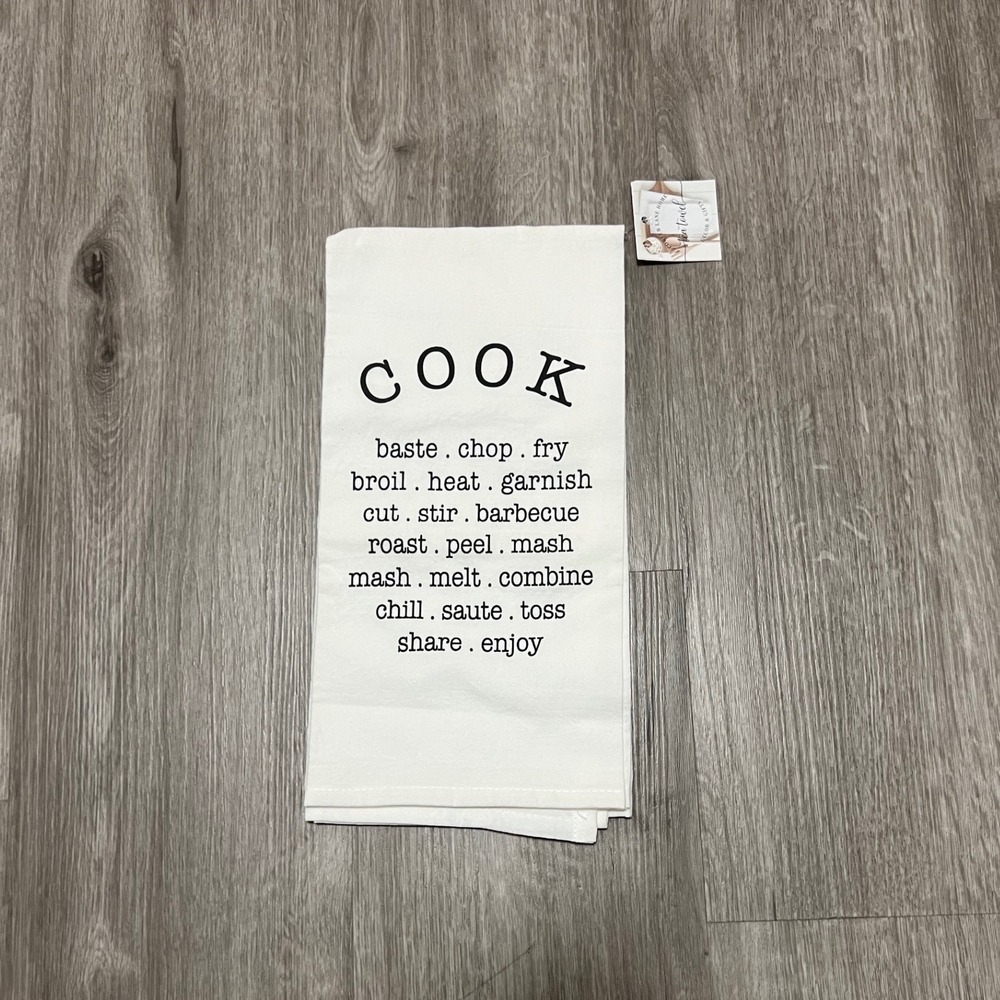 Porter Lane Home Tea Towel 100 Percent Cotton Lint Free Absorbent White, Cook‎